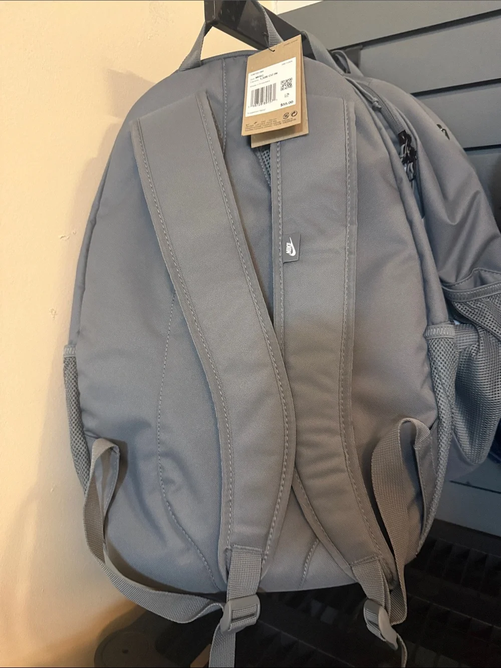Nike Gray Backpack with Large White Swoosh - Men's